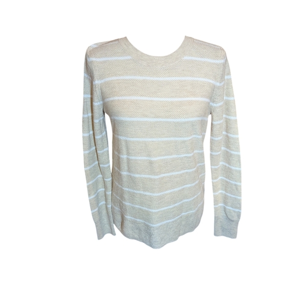 New GAP tan/White Striped Knit Lightweight Sweater NWT Sz XS - Picture 3 of 8